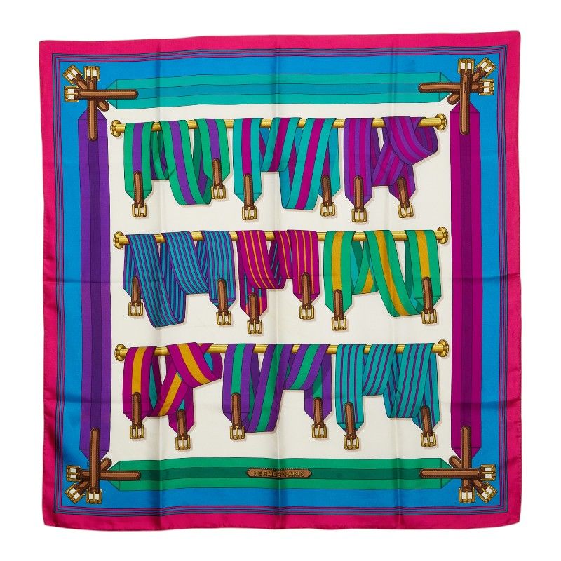 Hermes Carre 90 les Sangle Scarf Large Multicolor Silk