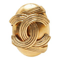 Chanel CC Logo Vintage Single Oval Earrings 94 Gold Plated