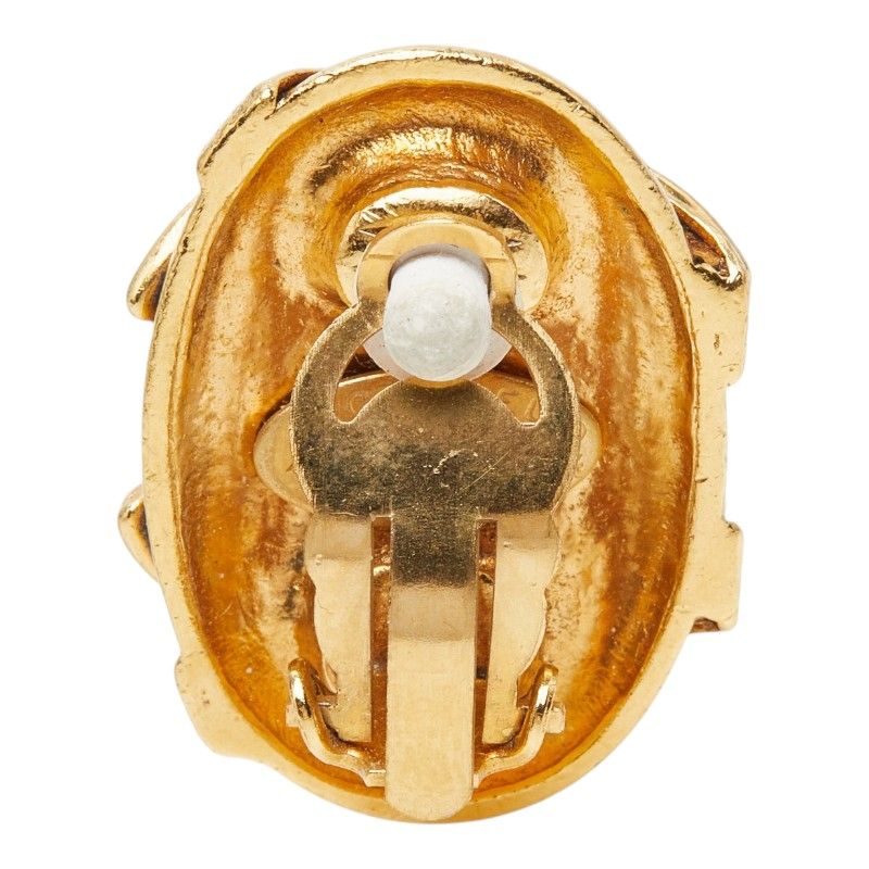 Chanel CC Logo Vintage Single Oval Earrings 94 Gold Plated — view 2