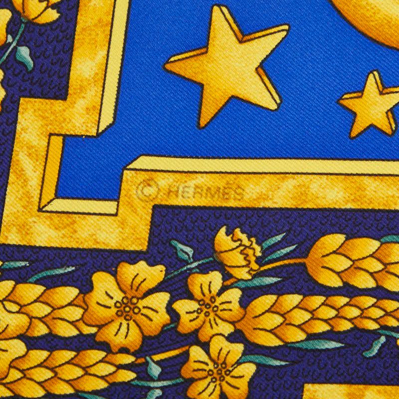 Hermes Carre 90 Carpe Diem Enjoy Your Day Scarf Large Blue Silk — view 5