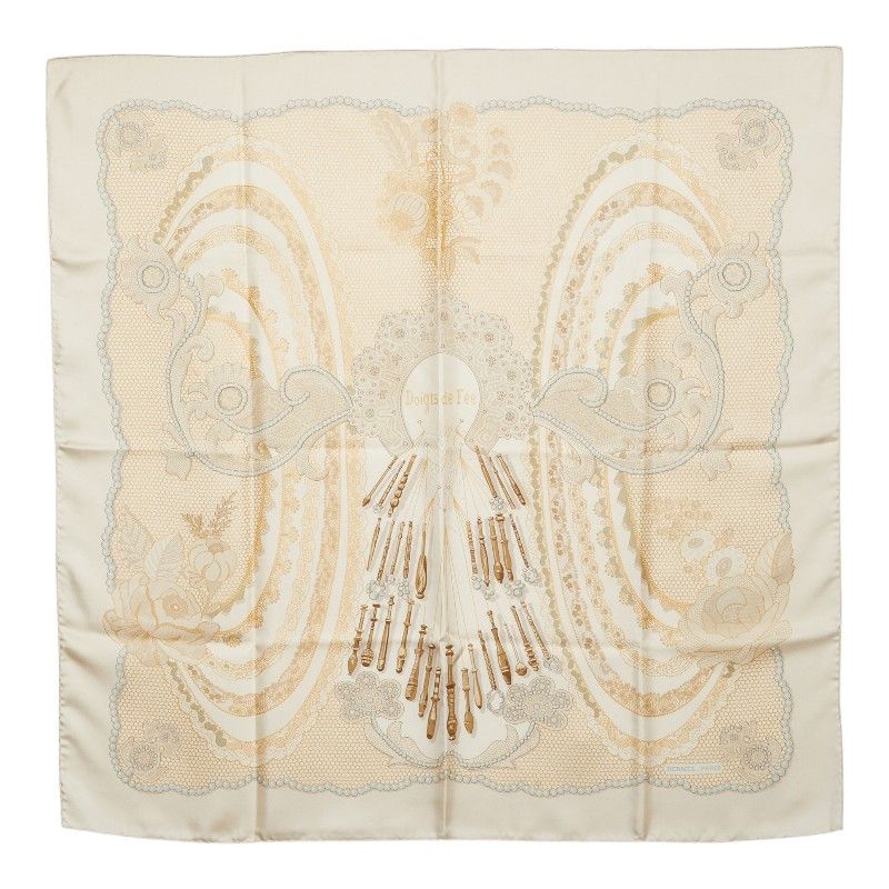 Hermes Carre 90 Doigts de Fee Fairy Finger Scarf Large Ivory Silk