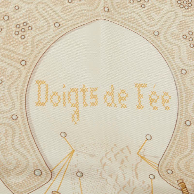 Hermes Carre 90 Doigts de Fee Fairy Finger Scarf Large Ivory Silk — view 2