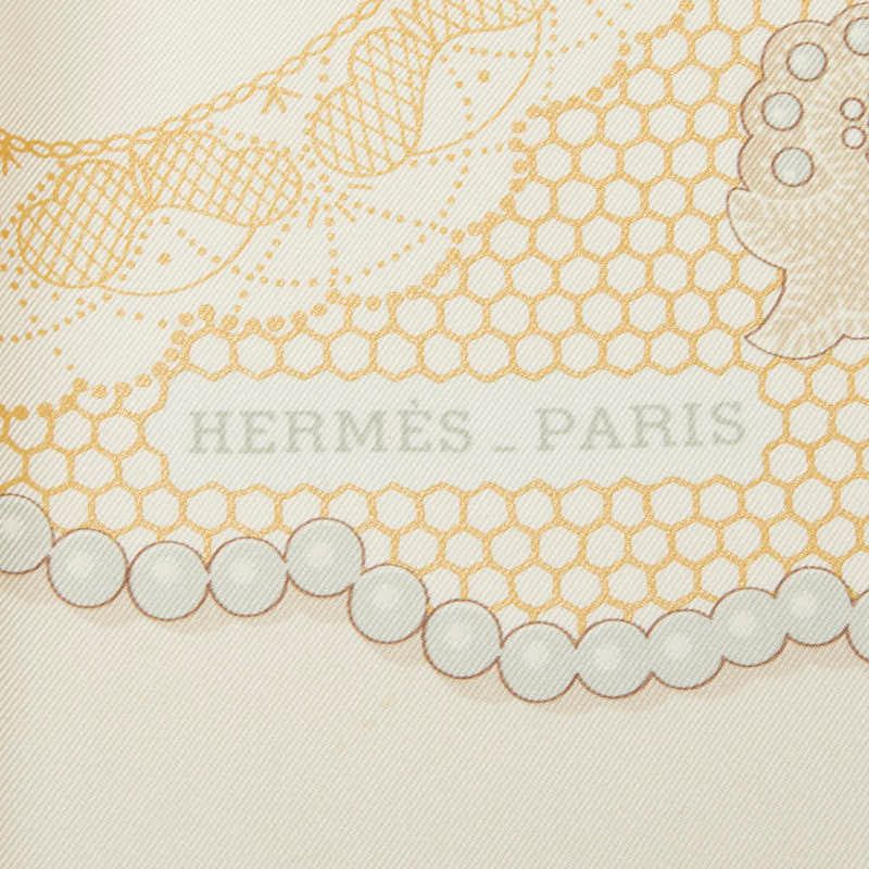 Hermes Carre 90 Doigts de Fee Fairy Finger Scarf Large Ivory Silk — view 6