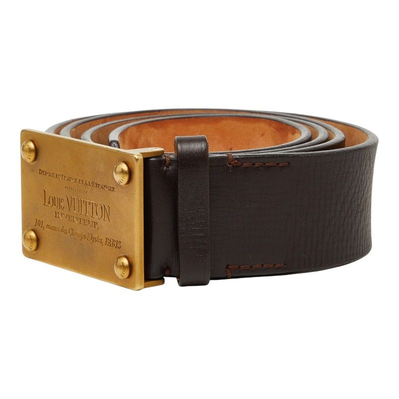 Louis Vuitton Utah Ceinture Aventure Belt 100 40 Dark Brown Leather — view 2