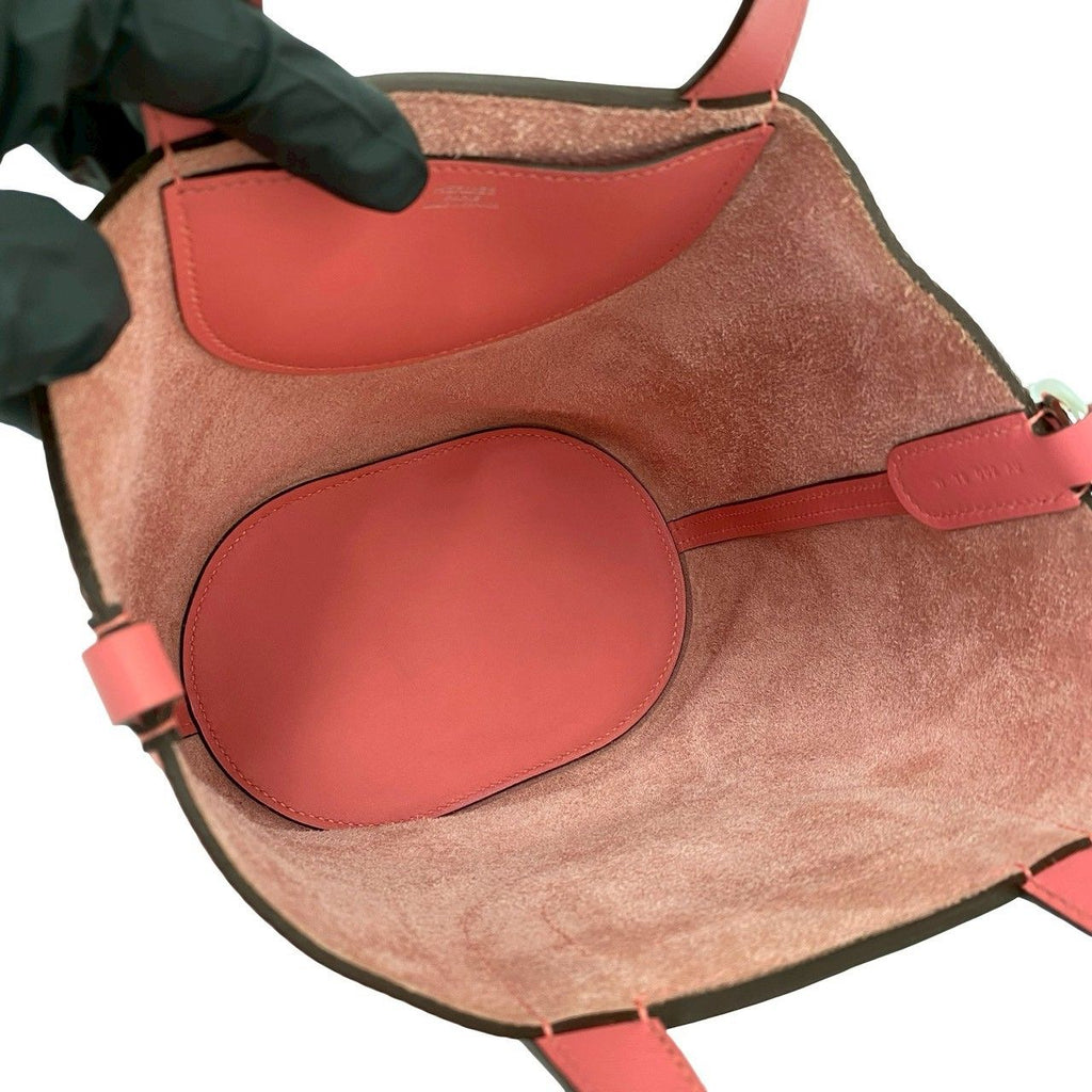 Hermes in the Loop 18 Taurillon Clemence Leather Handbag Mini Tote Rose Azalea — view 9