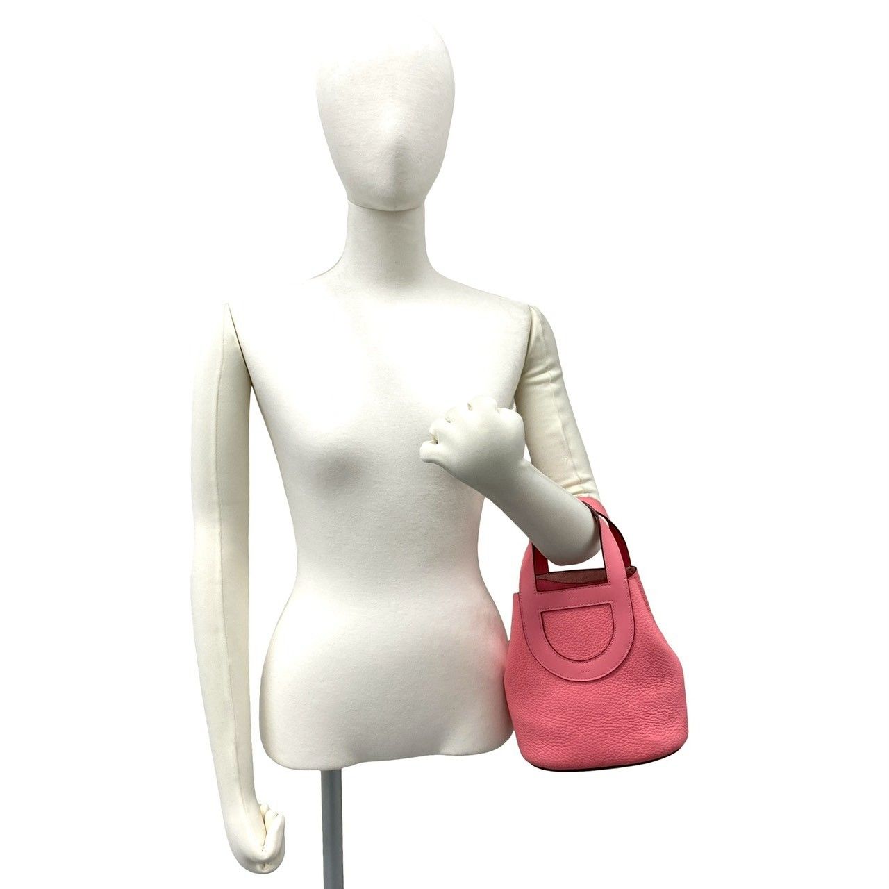 Hermes in the Loop 18 Taurillon Clemence Leather Handbag Mini Tote Rose Azalea — view 2