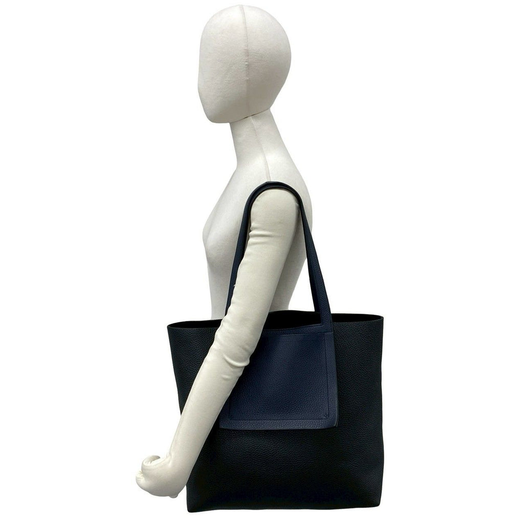Hermes Cover Series 46 Taurillon Clemence Leather Tote Blue Nuit — view 2