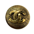 Chanel Brooch CC Logo Gold Metal Vintage Round
