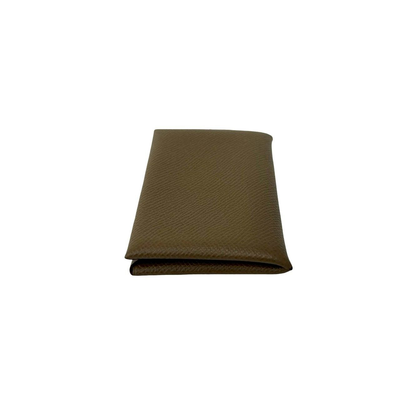 Hermes Calvi Veau Epsom Card Case Business Holder Coin Purse Gray Ju Etoupe — view 5