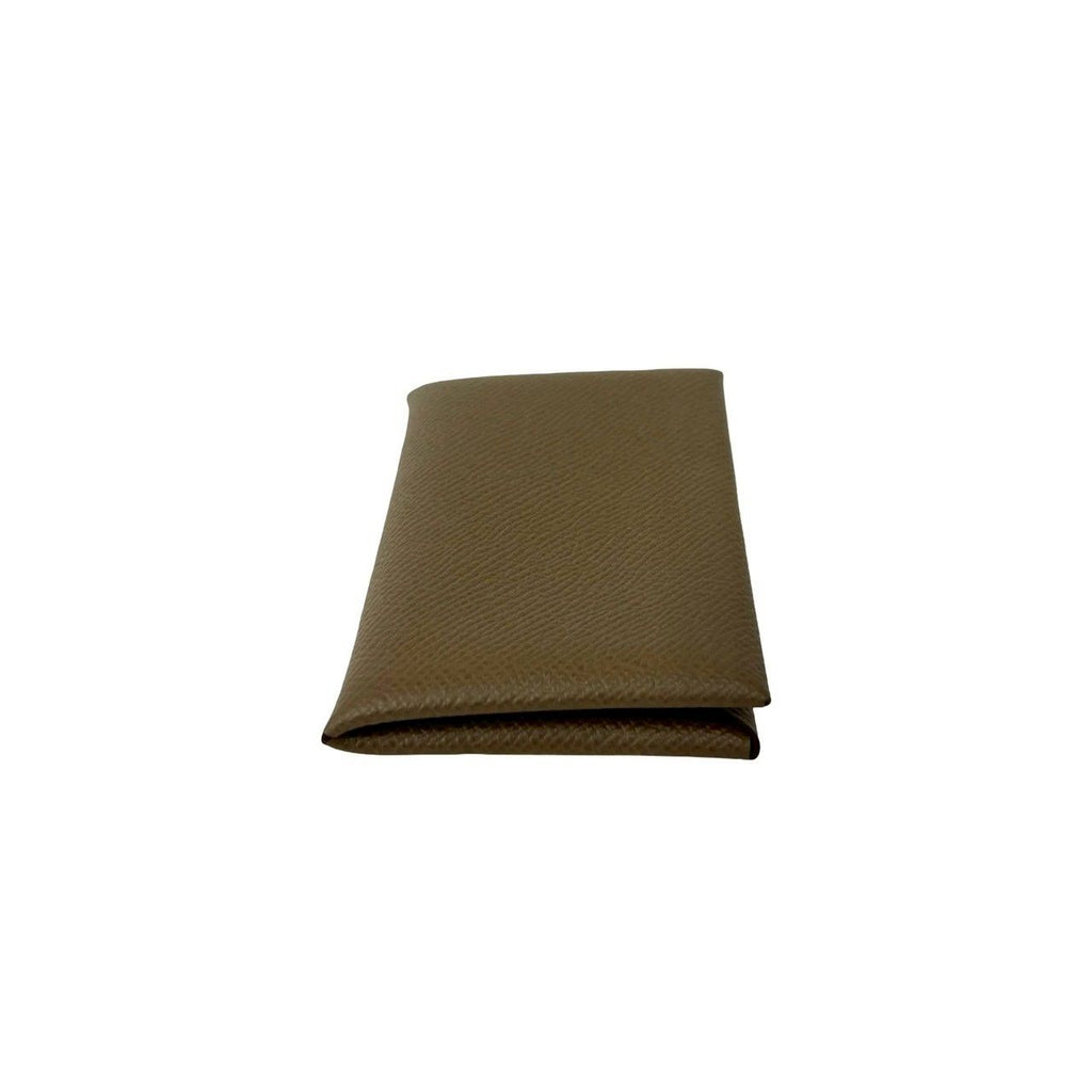 Hermes Calvi Veau Epsom Card Case Business Holder Coin Purse Gray Ju Etoupe — view 4