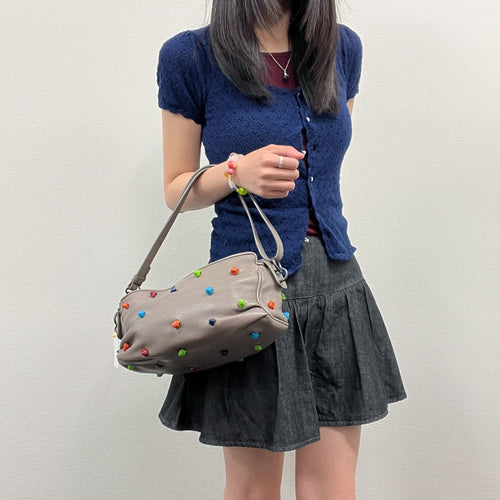 Bottega Veneta Studs 2-Way Shoulder Bag Leather Gray Ju Multicolor Vintage — view 2