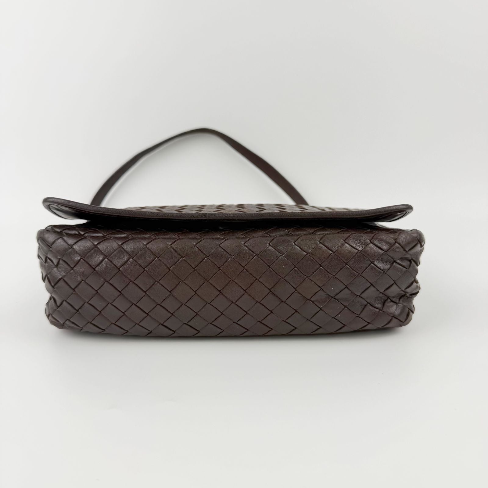 Bottega Veneta Intrecciato Chain Shoulder Flap Bag Leather Brown Vintage — view 7