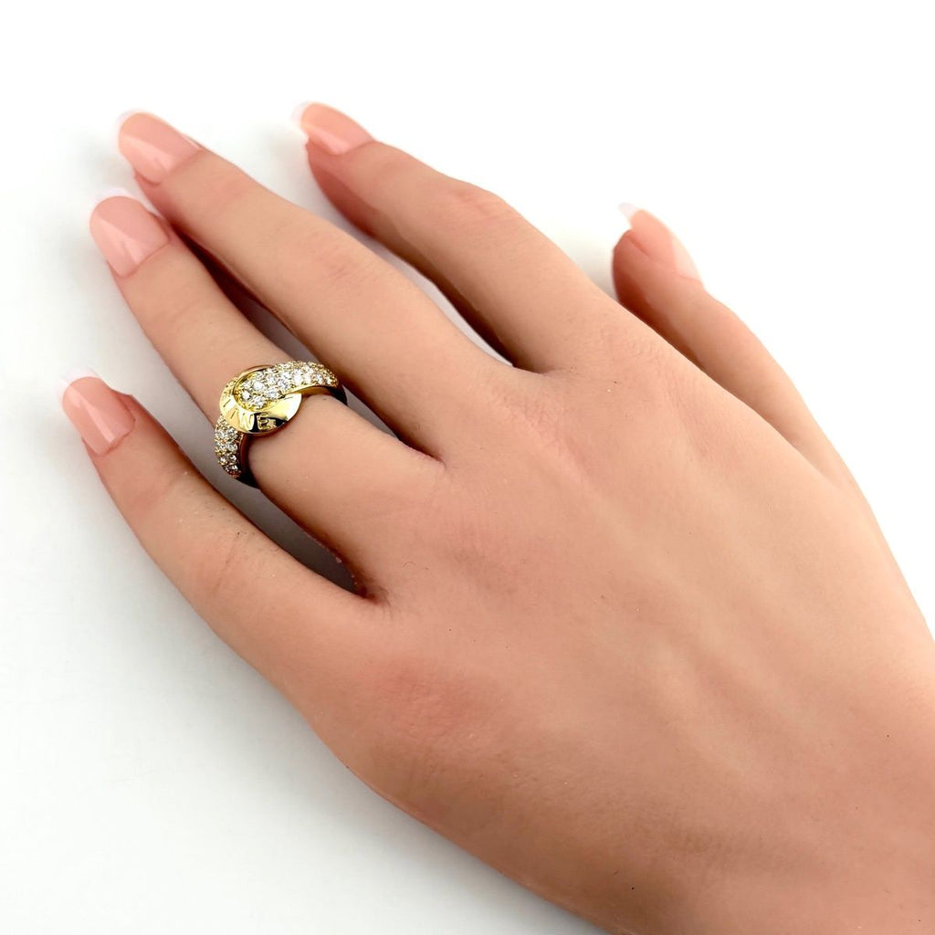 Celine Pave Diamond Ring YG Yellow Gold