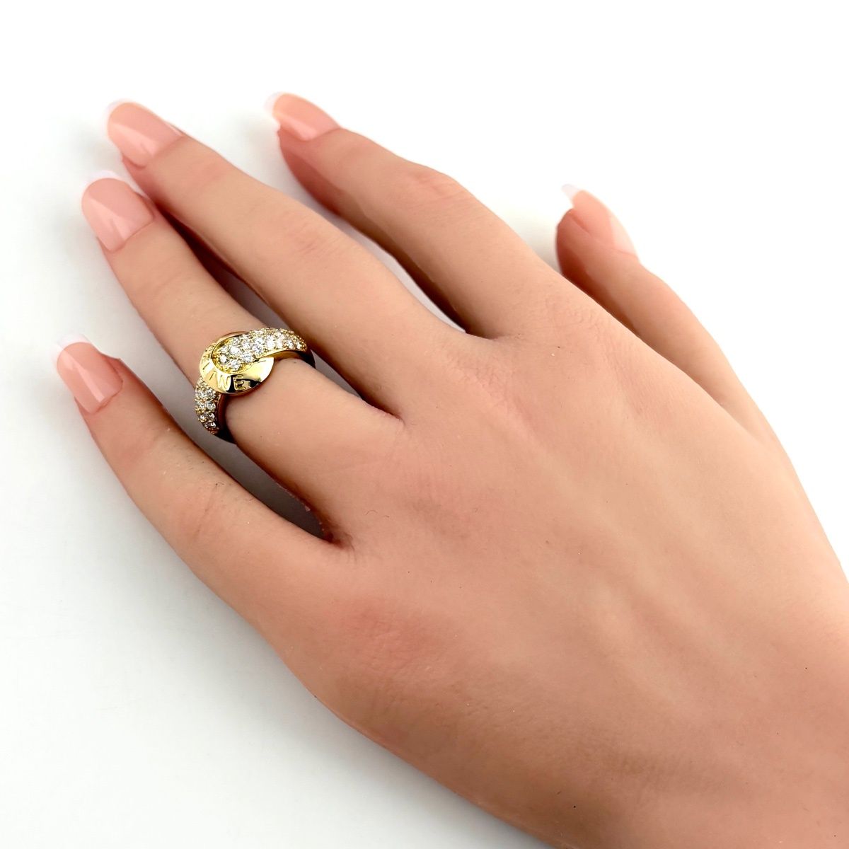 Celine Pave Diamond Ring YG Yellow Gold