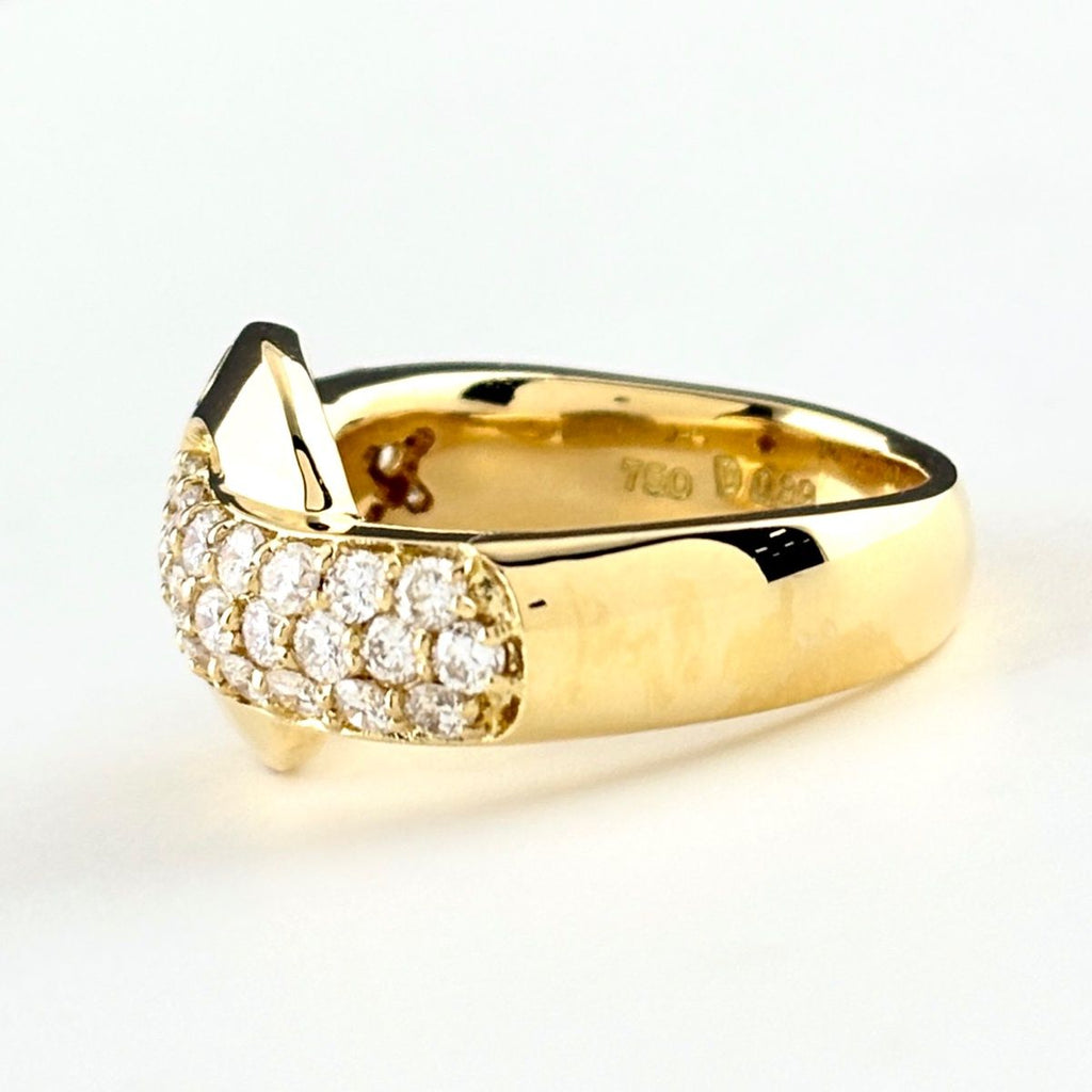Celine Pave Diamond Ring YG Yellow Gold