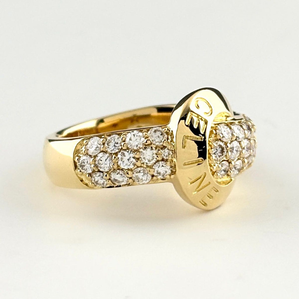 Celine Pave Diamond Ring YG Yellow Gold