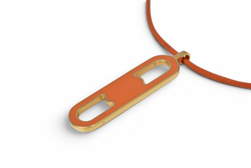 Hermes Choker Necklace Chaine D'ancre Maillon Orange Silver Vintage — view 5