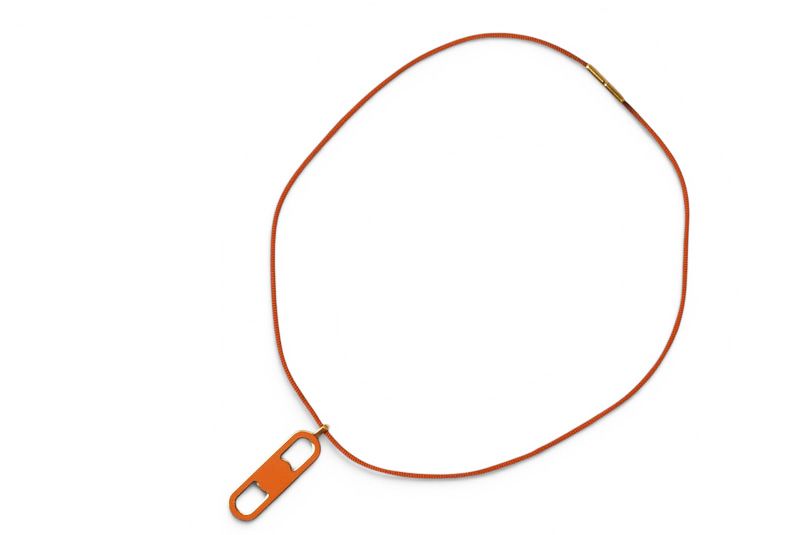 Hermes Choker Necklace Chaine D'ancre Maillon Orange Silver Vintage