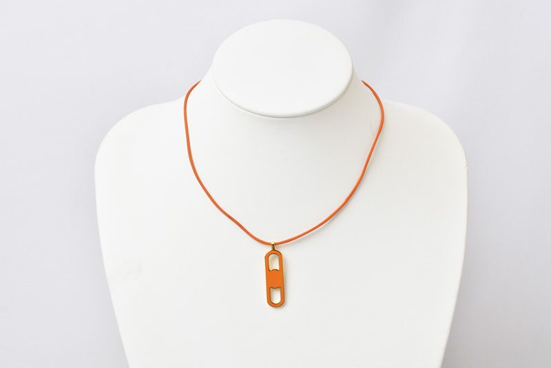 Hermes Choker Necklace Chaine D'ancre Maillon Orange Silver Vintage — view 2