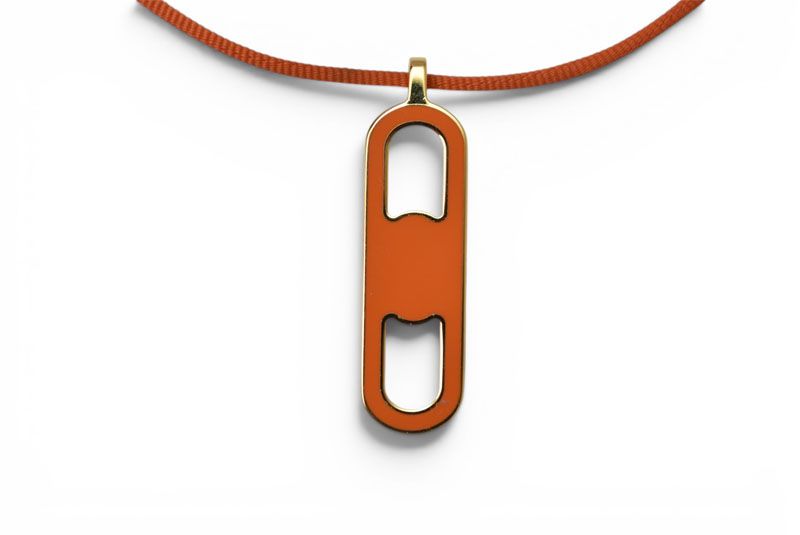 Hermes Choker Necklace Chaine D'ancre Maillon Orange Silver Vintage — view 4