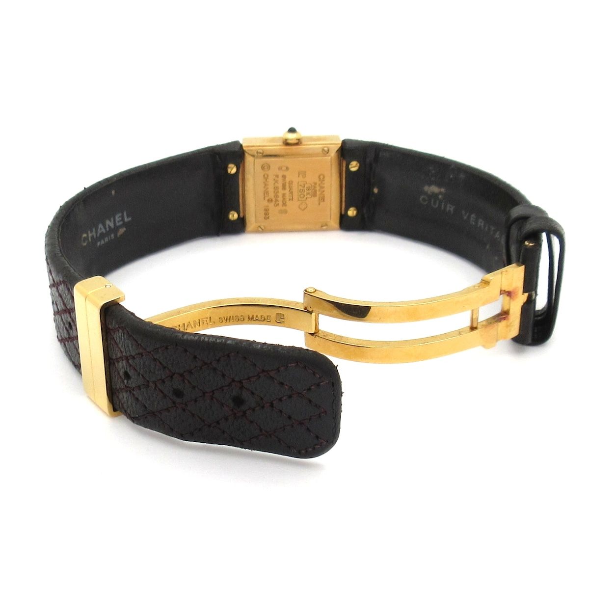 Chanel Watch Quilted 18k Yellow Gold Leather Strap Black — view 7