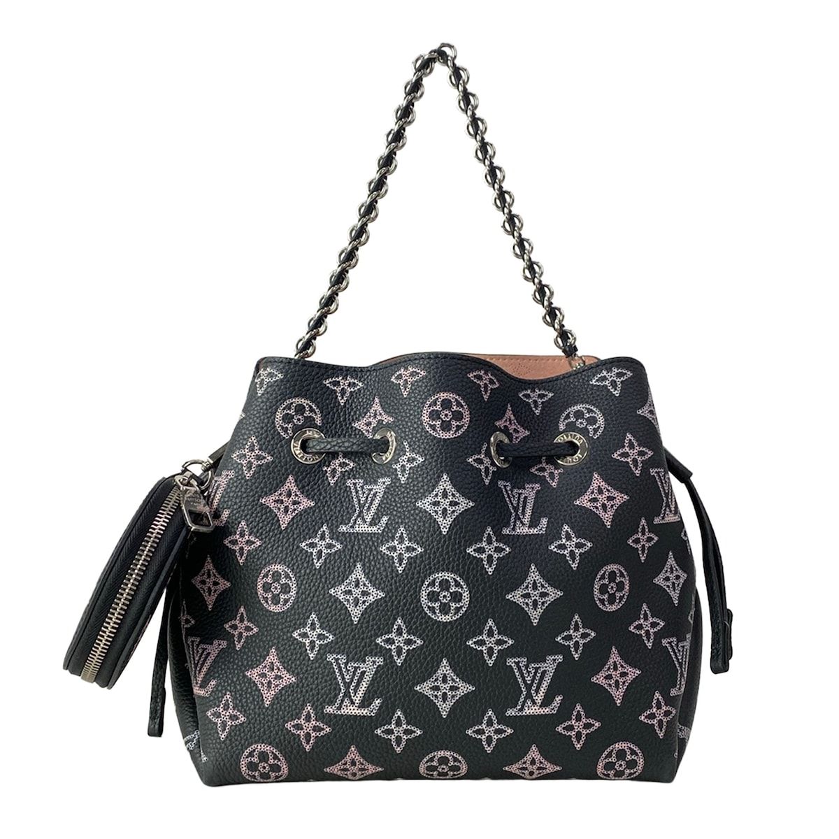 Louis Vuitton Handbag Mahina Bella Black Pink Cream Leather Cowhide