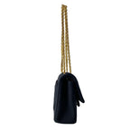 Chanel Shoulder Bag Double Flap Quilted Black Gold Mademoiselle Chain Cotton — view 2