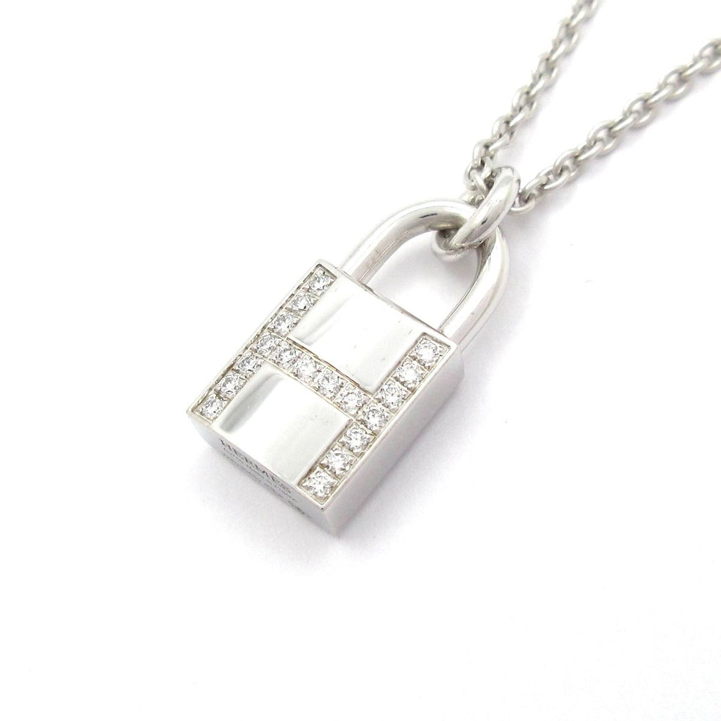 Hermes Necklace Amulet Kelly Cadena 18k White Gold Diamond
