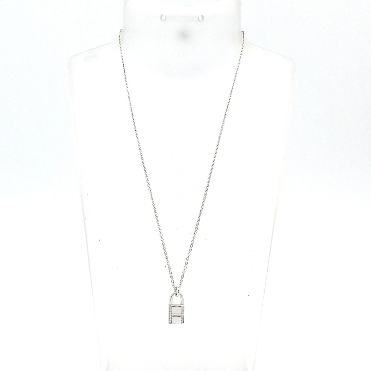Hermes Necklace Amulet Kelly Cadena 18k White Gold Diamond — view 2