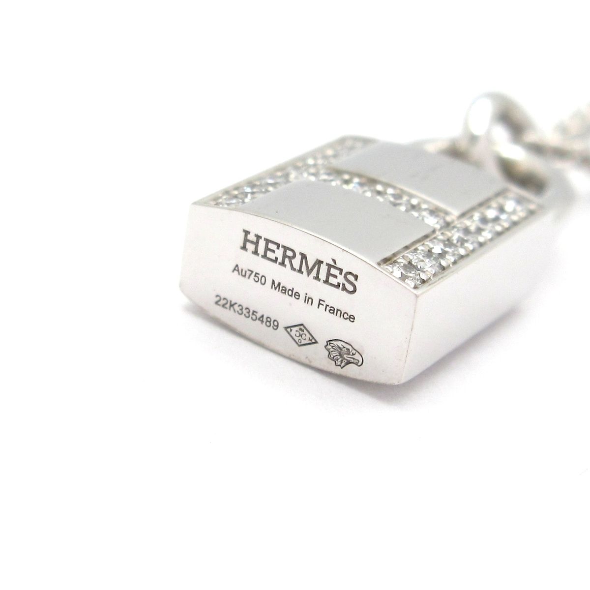 Hermes Necklace Amulet Kelly Cadena 18k White Gold Diamond — view 5