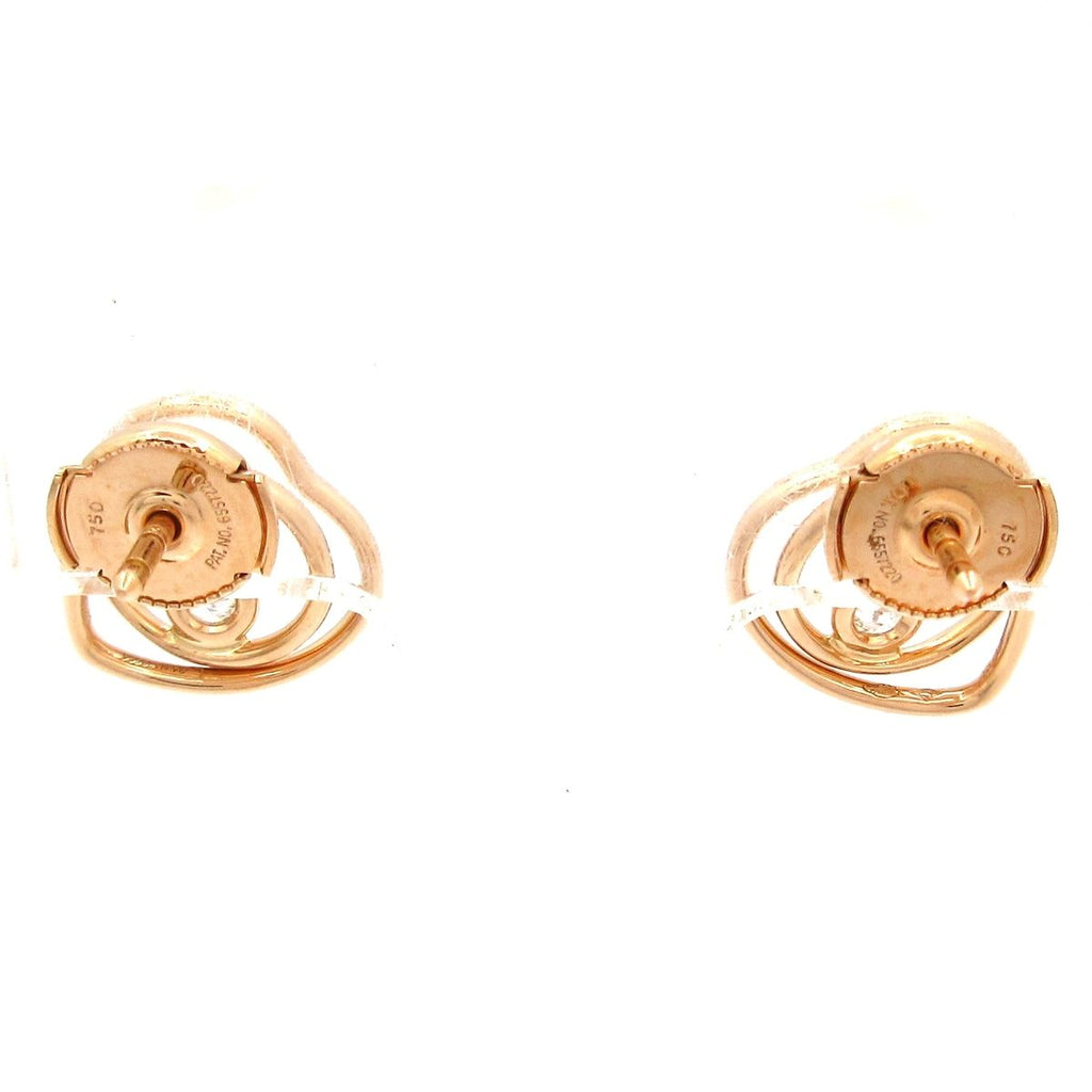 Hermes Earrings Vertiges Coeur TPM 18k Pink Gold Diamond Heart Total 0.11 Carat — view 3