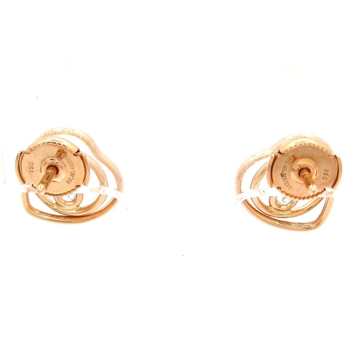Hermes Earrings Vertiges Coeur TPM 18k Pink Gold Diamond Heart Total 0.11 Carat — view 3