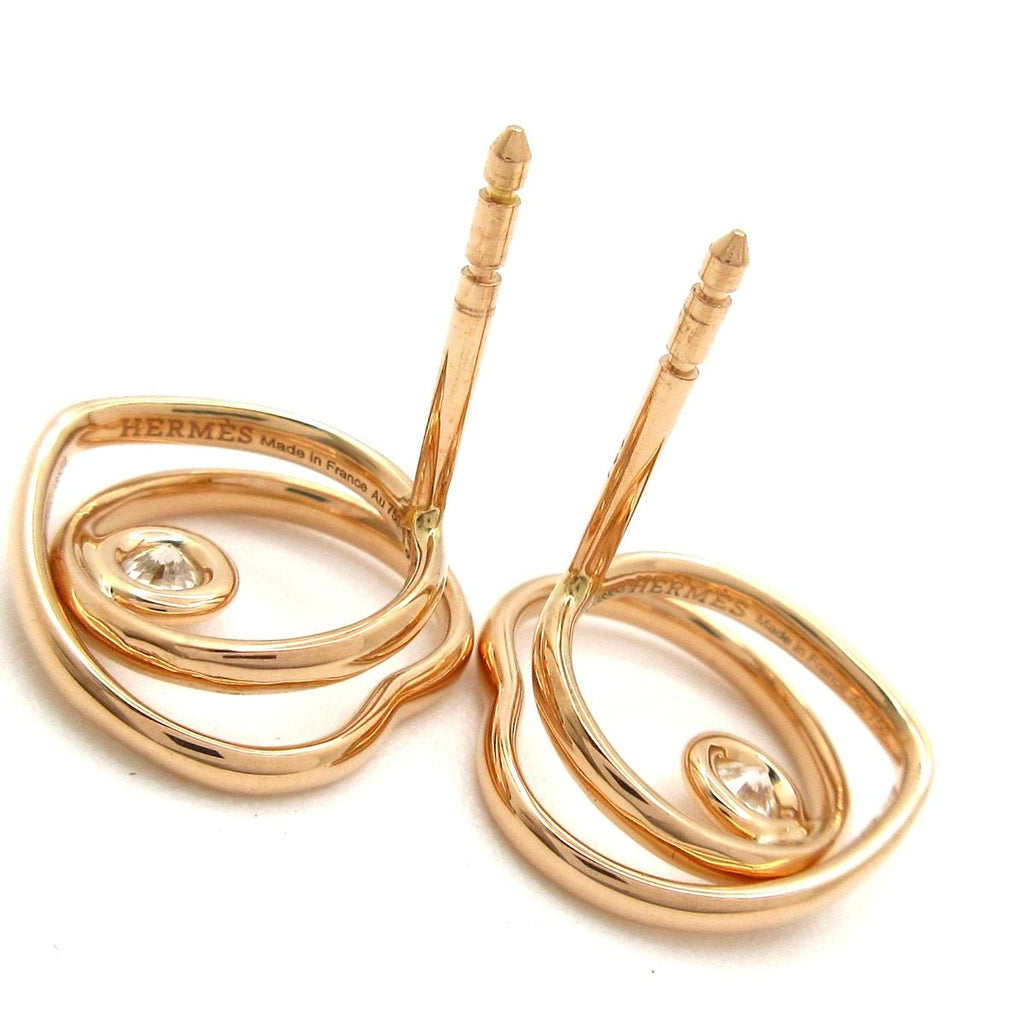 Hermes Earrings Vertiges Coeur TPM 18k Pink Gold Diamond Heart Total 0.11 Carat — view 4