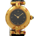 Cartier Watch Must Colise Vermeil 925 Leather Strap Black