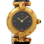 Cartier Watch Must Colise Vermeil 925 Leather Strap Black