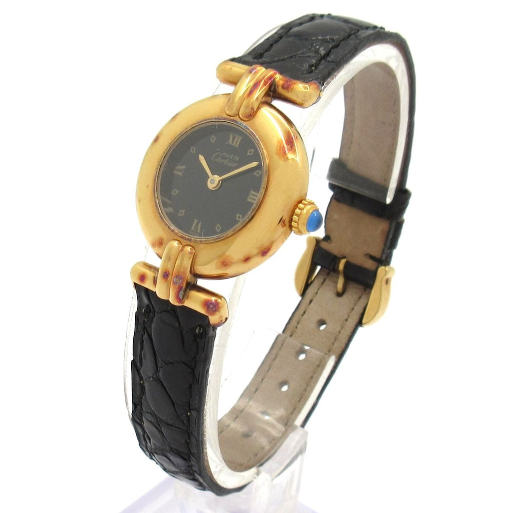 Cartier Watch Must Colise Vermeil 925 Leather Strap Black — view 2
