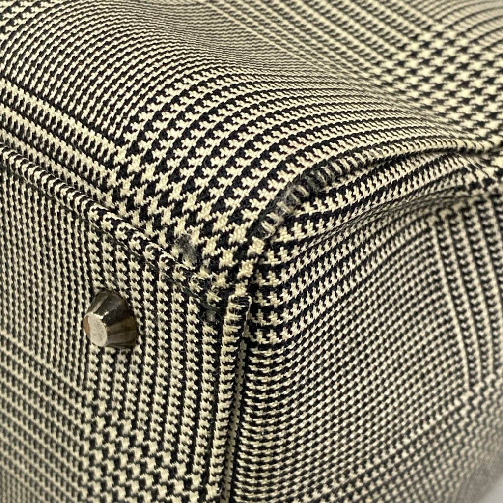 Dior Handbag Lady Bag Black Ivory Houndstooth Plaid Leather — view 6