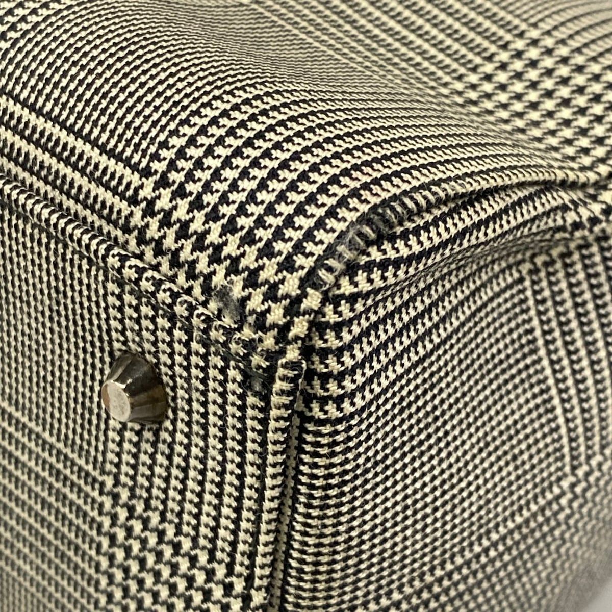 Dior Handbag Lady Bag Black Ivory Houndstooth Plaid Leather — view 6