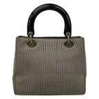 Dior Handbag Lady Bag Black Ivory Houndstooth Plaid Leather — view 3