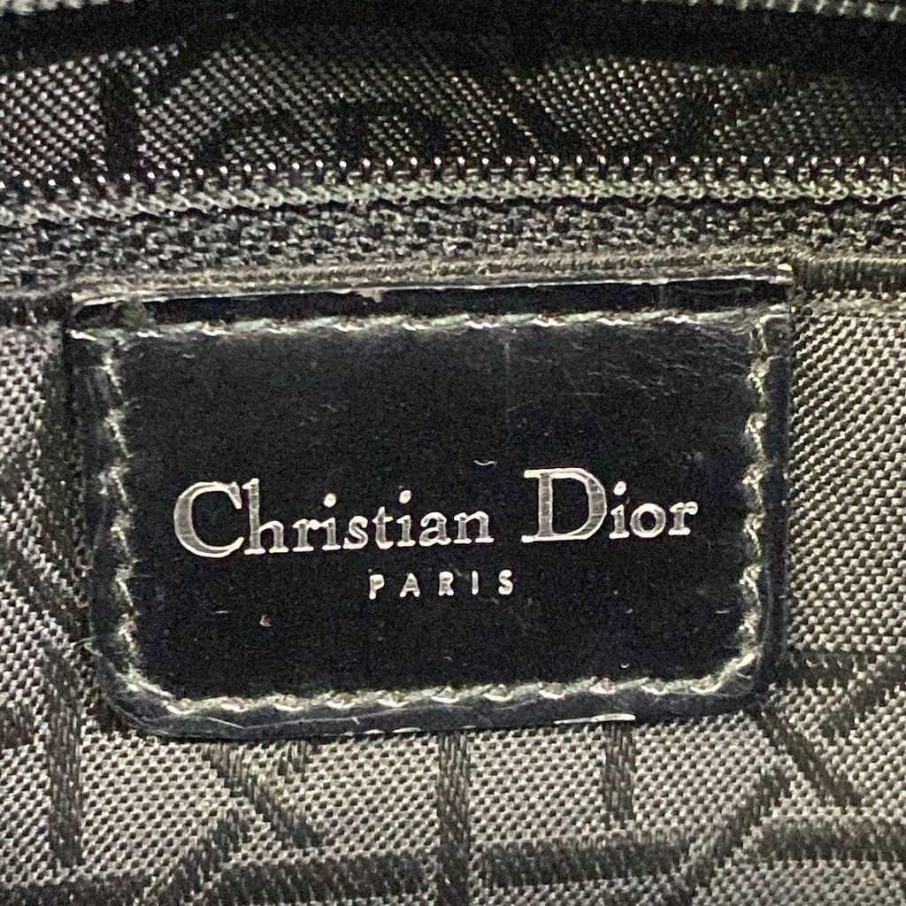 Dior Handbag Lady Bag Black Ivory Houndstooth Plaid Leather — view 9