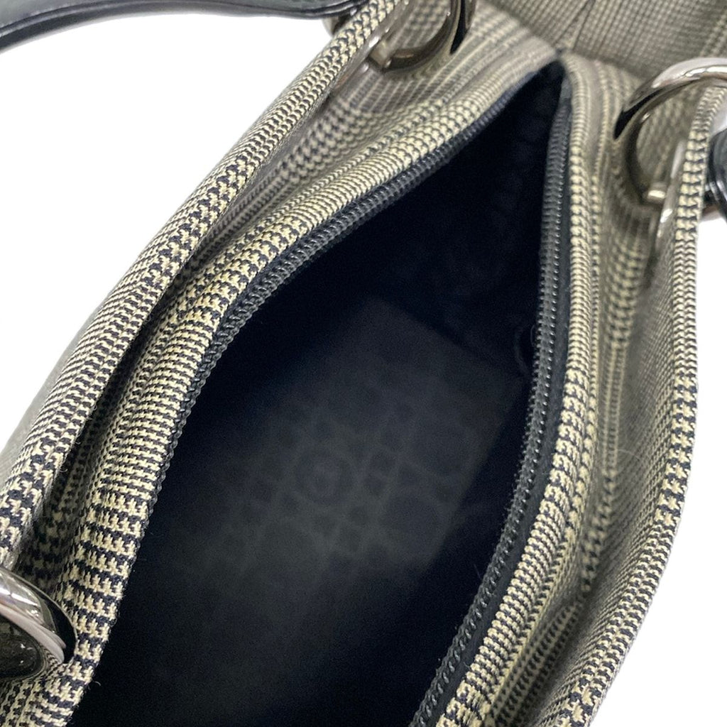 Dior Handbag Lady Bag Black Ivory Houndstooth Plaid Leather — view 7
