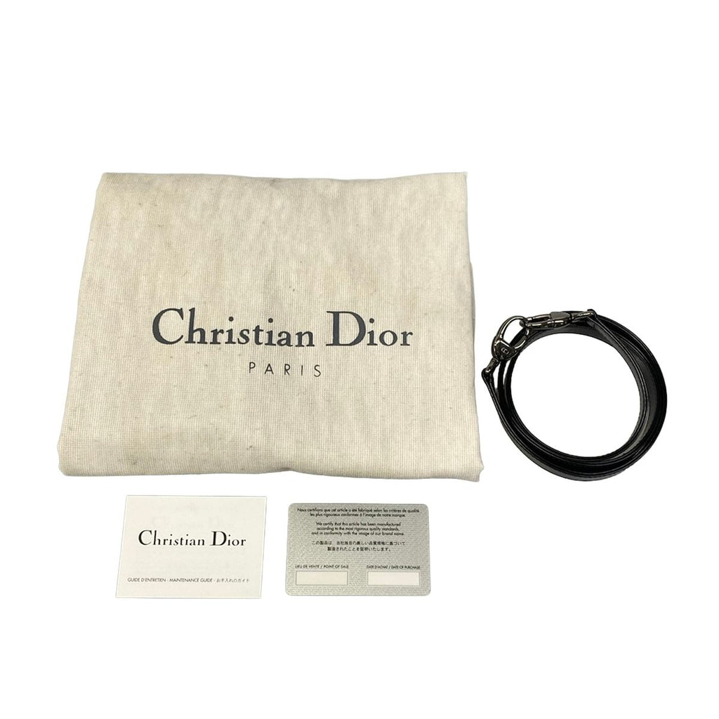 Dior Handbag Lady Bag Black Ivory Houndstooth Plaid Leather — view 8