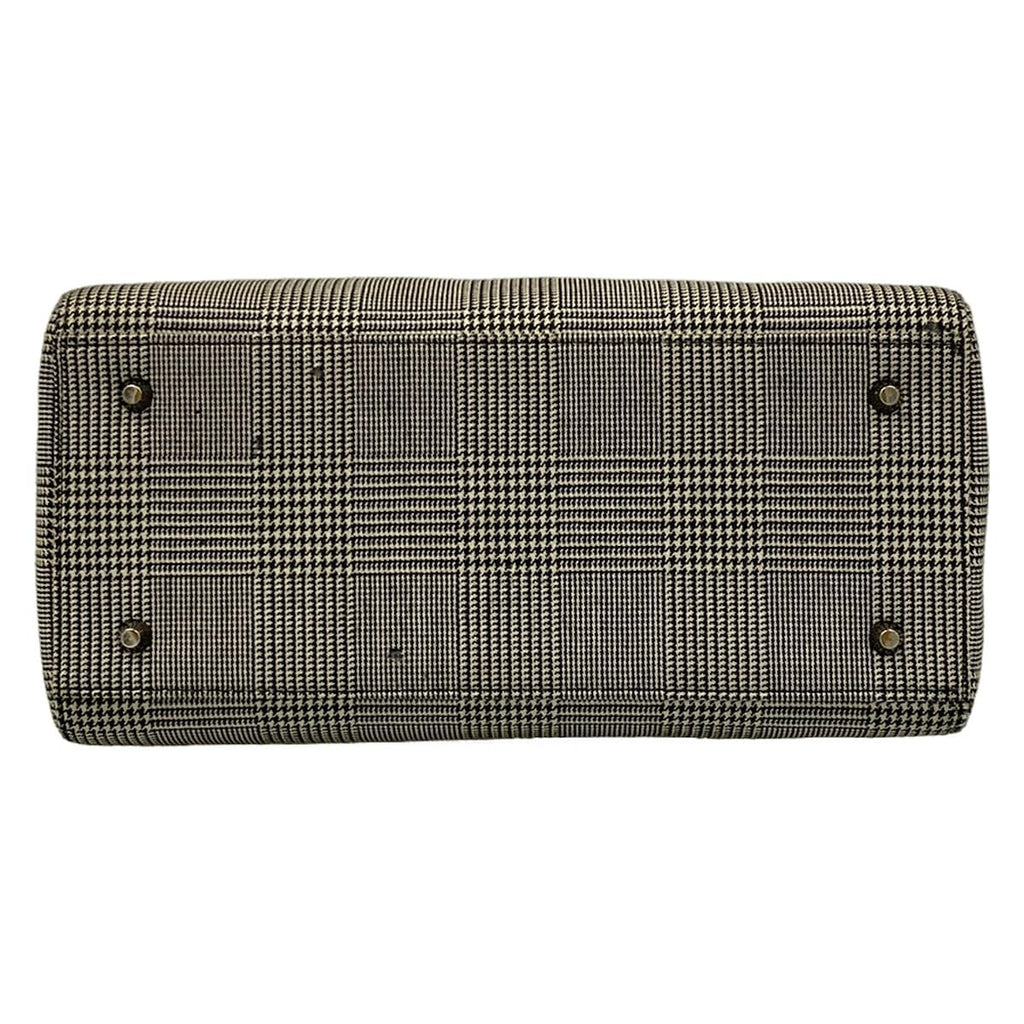 Dior Handbag Lady Bag Black Ivory Houndstooth Plaid Leather — view 5