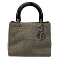Dior Handbag Lady Bag Black Ivory Houndstooth Plaid Leather