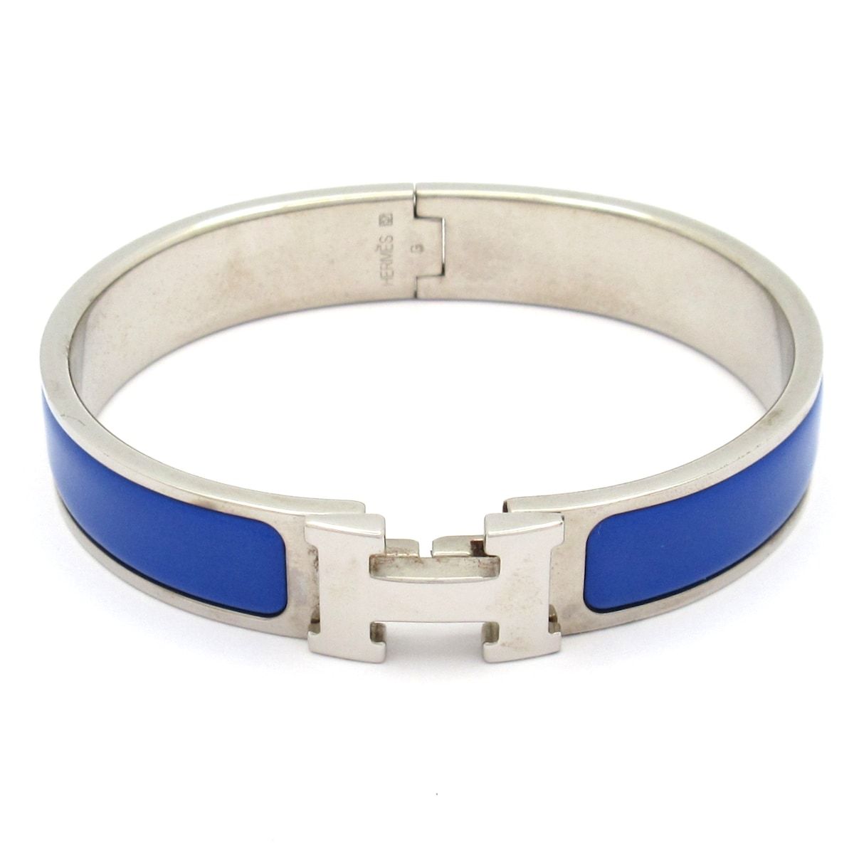 Hermes Bangle Click Silver Blue Bracelet