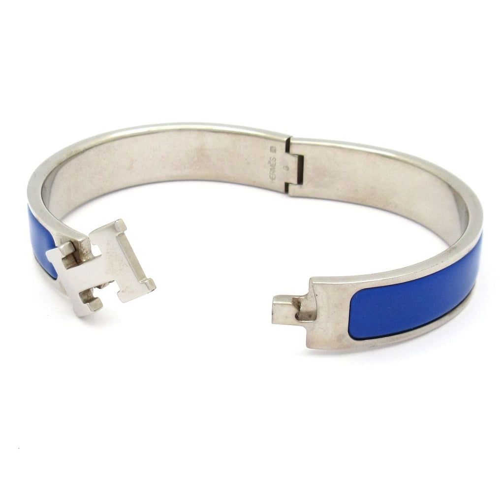 Hermes Bangle Click Silver Blue Bracelet — view 5