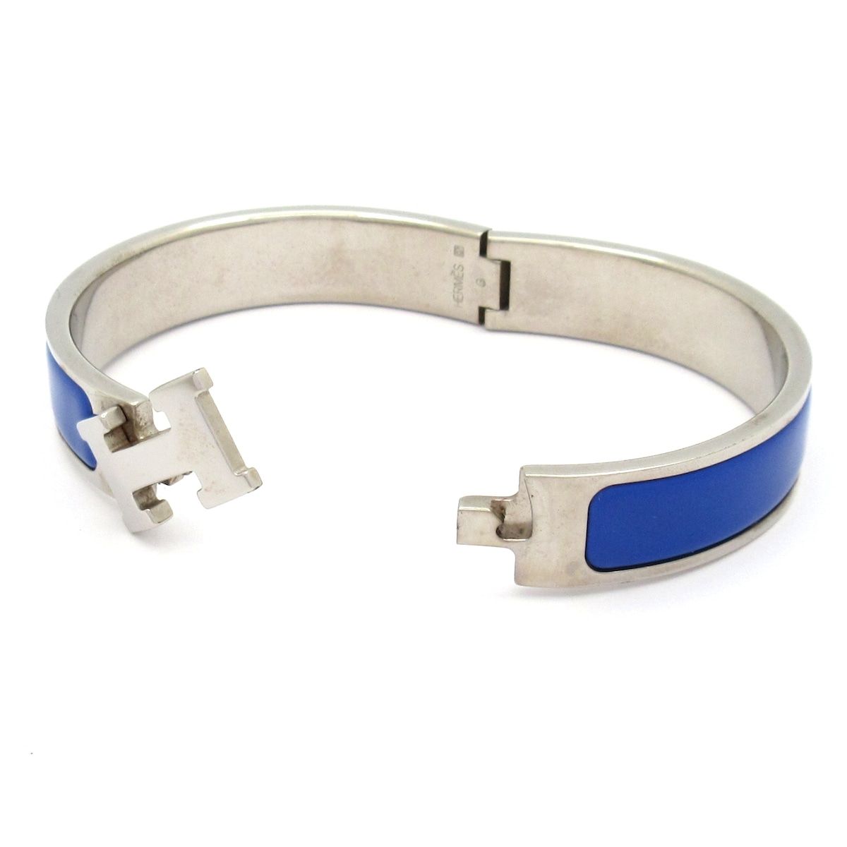 Hermes Bangle Click Silver Blue Bracelet — view 5
