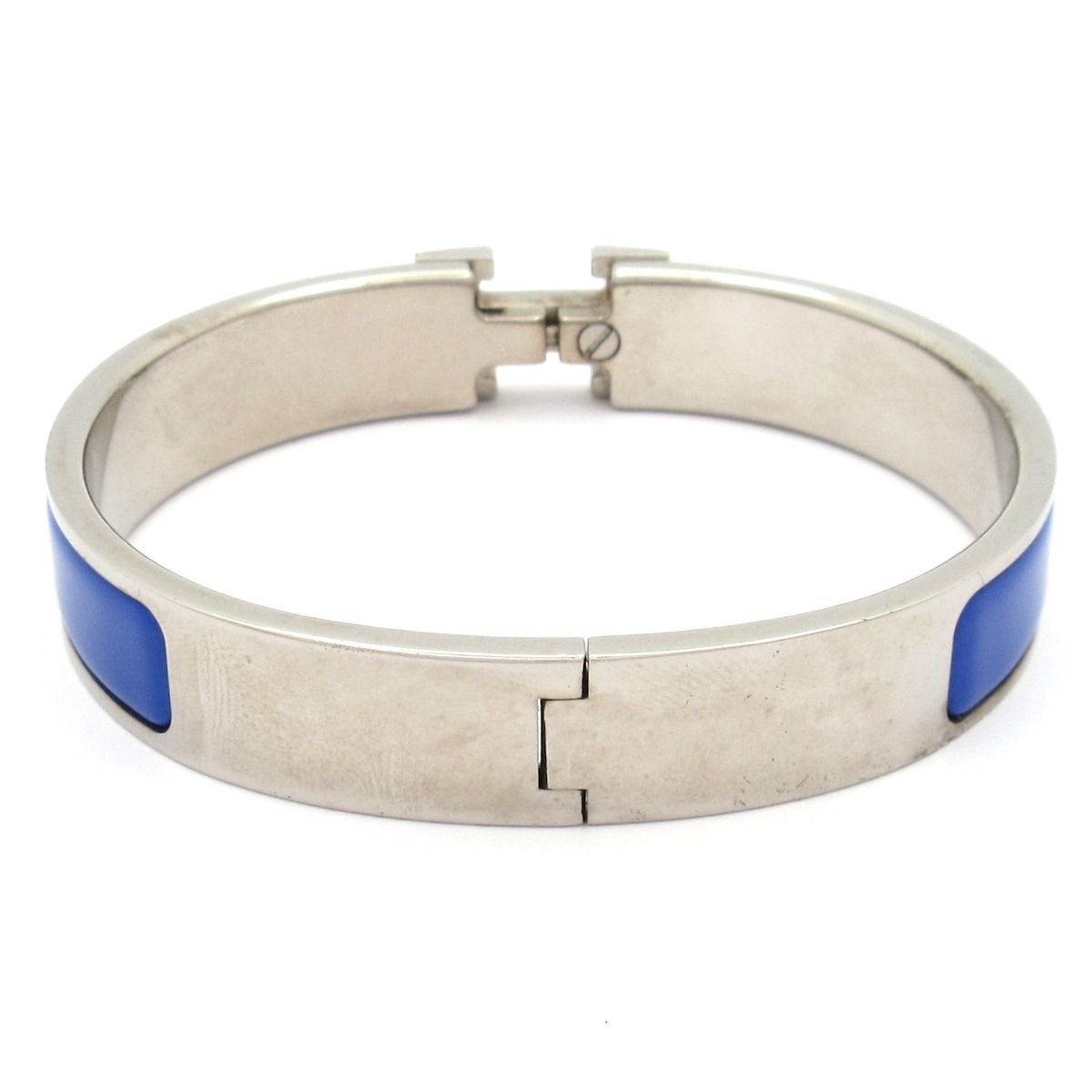 Hermes Bangle Click Silver Blue Bracelet — view 3