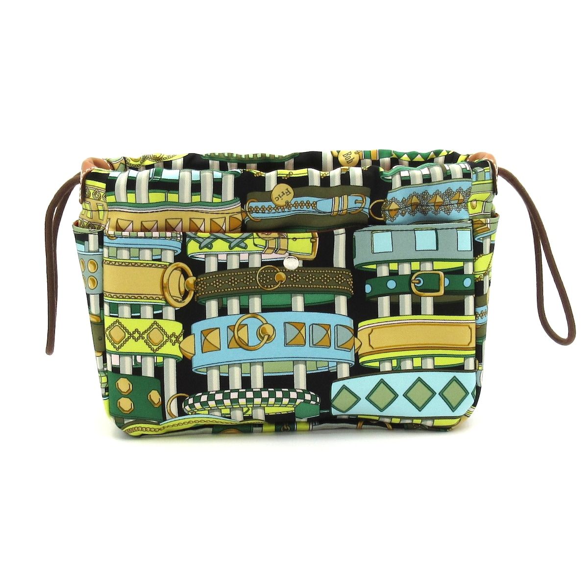 Hermes Pouch Black Green Multi in Colliers Et Chiens Silk
