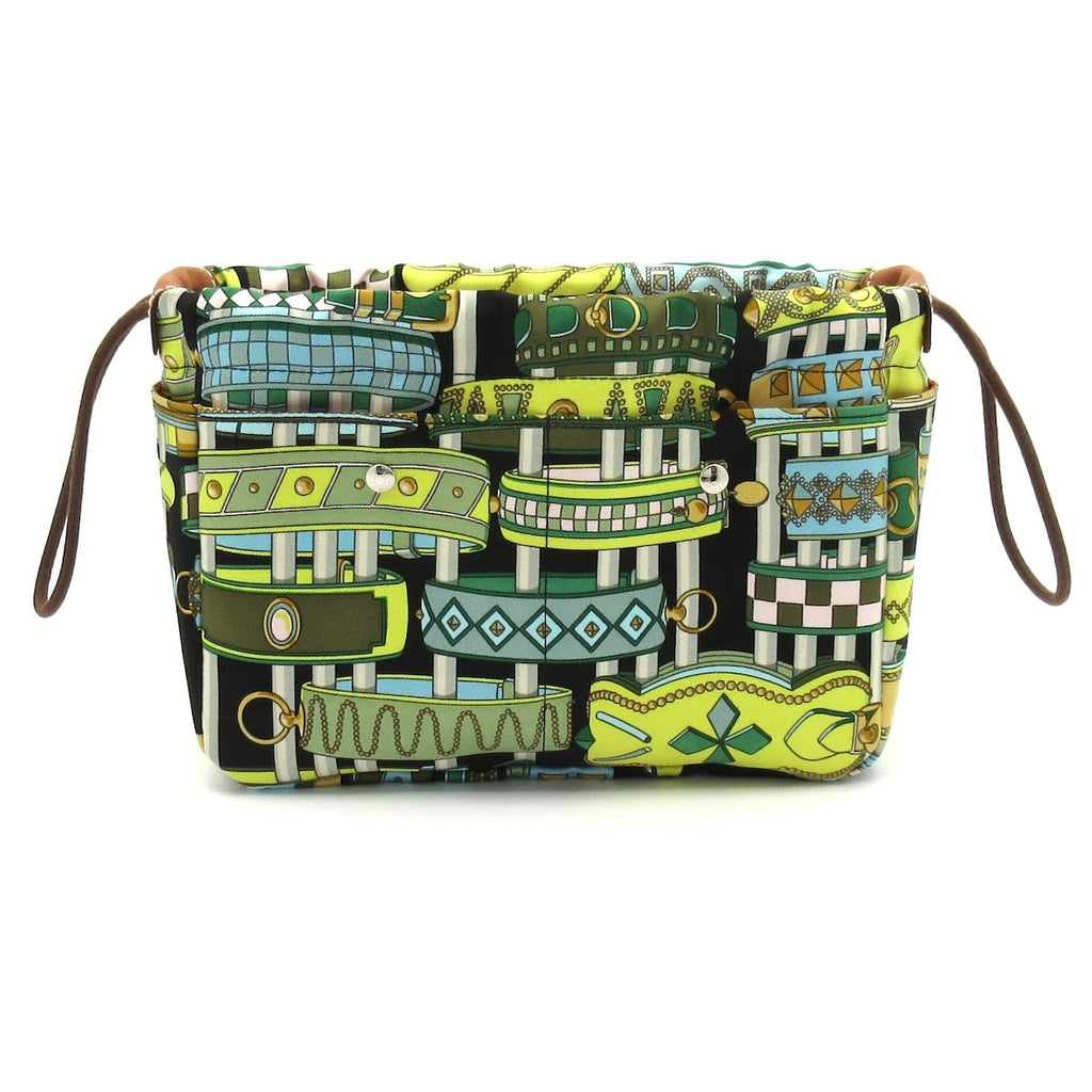 Hermes Pouch Black Green Multi in Colliers Et Chiens Silk — view 2